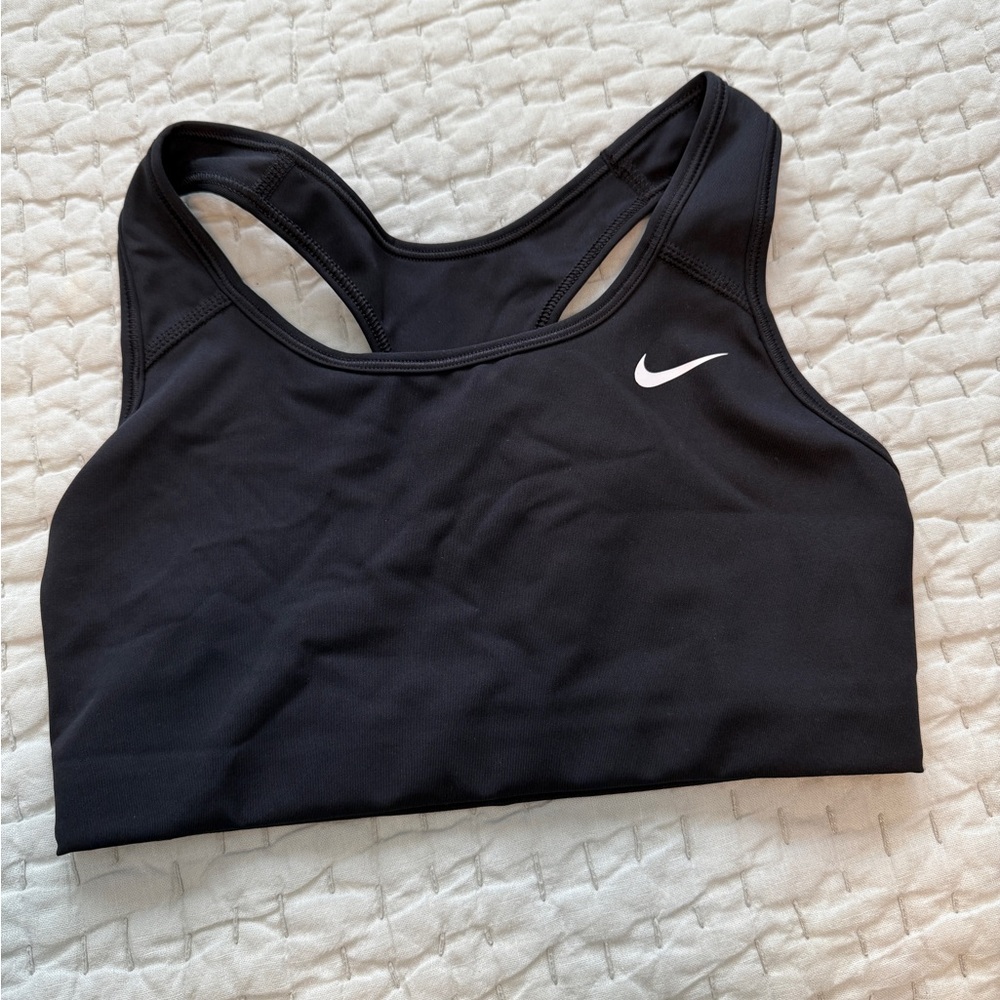 Nike Women's Black Sports Bra with White Logo